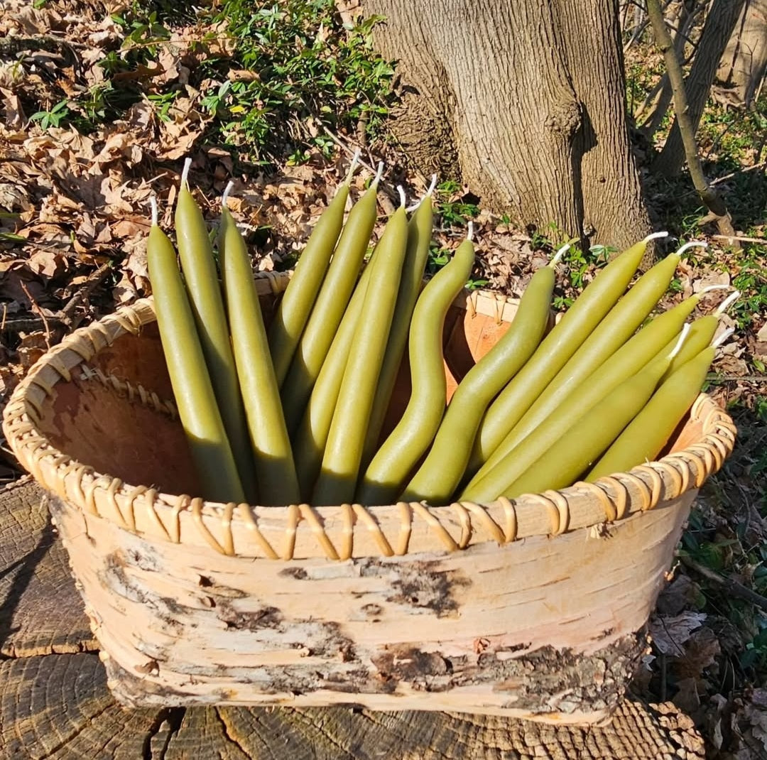 Hand-Dipped Beeswax Candles-Green