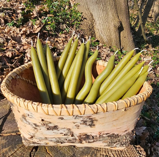Hand-Dipped Beeswax Candles-Green
